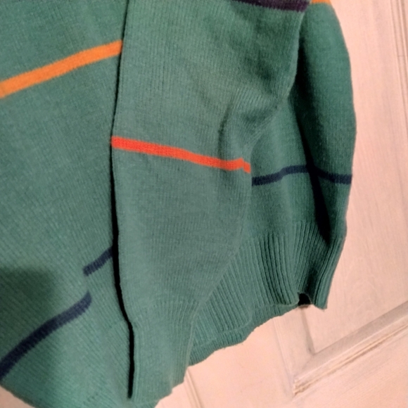 Vintage 80's Arrow SportsWear Teal Striped Crewneck 100% Acrylic Sweater( Size L - Picture 9 of 9